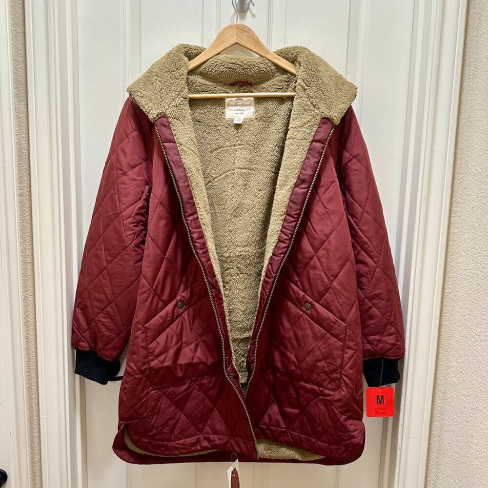 Weatherproof Women's Quilted Sherpa Lined Jacket Parka Coat Size M Warm (NEW)